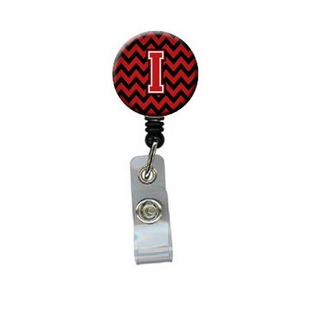 CAROLINES TREASURES Letter I Chevron Black and Red Retractable Badge Reel CJ1047-IBR